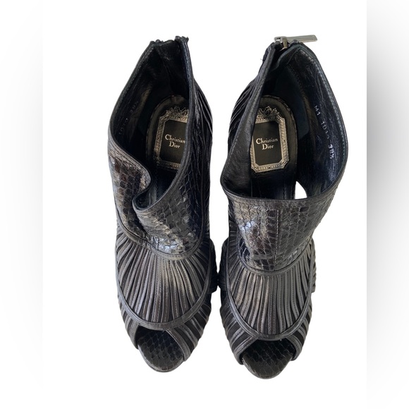 Dior Black Python Leather Ankle Boots Size 8 38.5 - Picture 3 of 9